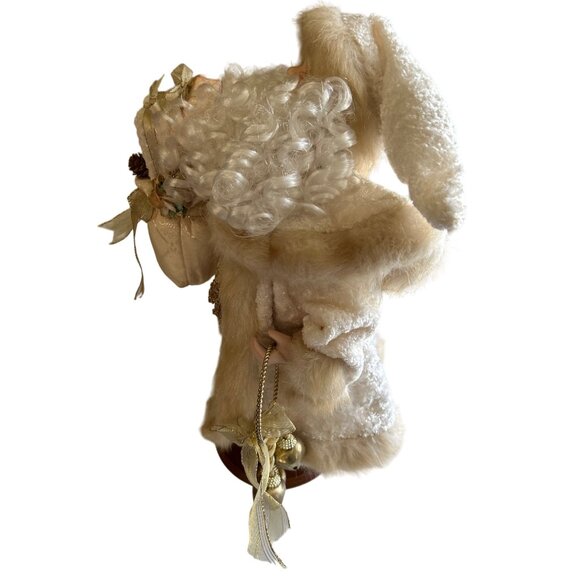 Luxury Victorian Santa Claus With Faux Fur Trim Coat Gold Accents & Gift Bag - Picture 5 of 9